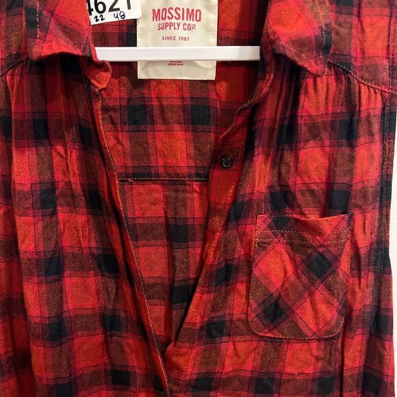Mossimo Women Red Shirt Dress M Plaid Button Up Sleeveless N-Neck Gorpcore Vtg - Picture 7 of 11